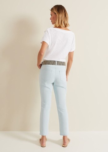 Phase Eight Lindsey Cropped Straight Leg Trousers Blue USA | 3954078-VR